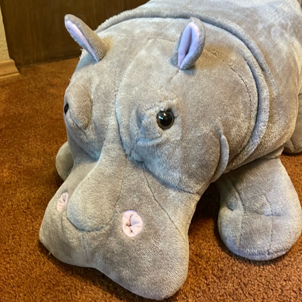 Giant Hippopotomous Plush.  Gray with pink.  So soft and so cute!!!